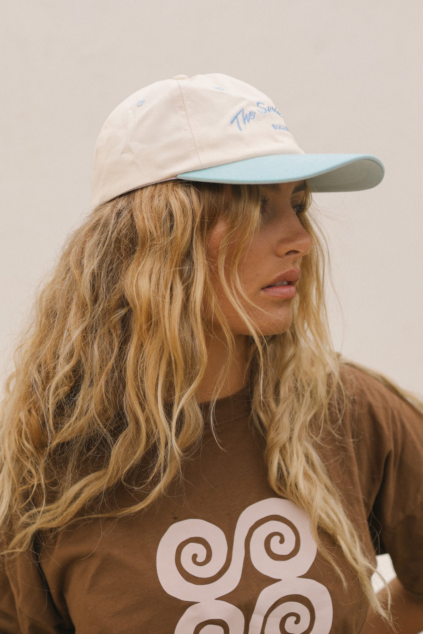 Swim Club Cap - Baby Blue & Cream