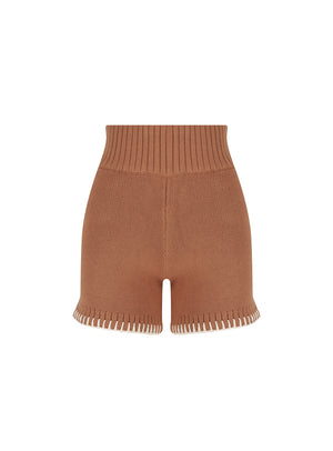 Mocha Stitched Knit Short