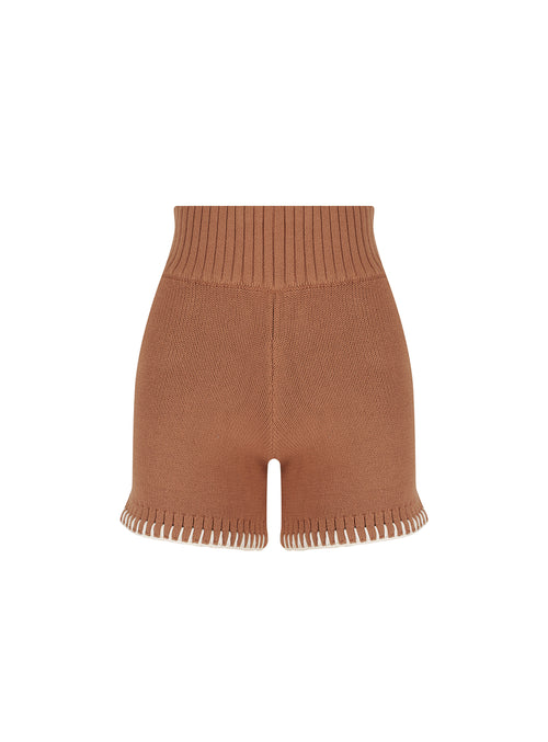Mocha Stitched Knit Short