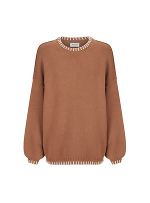 Mocha Stitched Knit Jumper