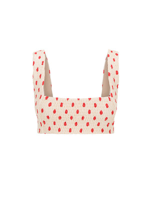 Raspberry & Cream Scrunchie Crop