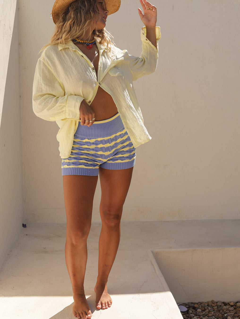 Blue & Butter Knit Shorts